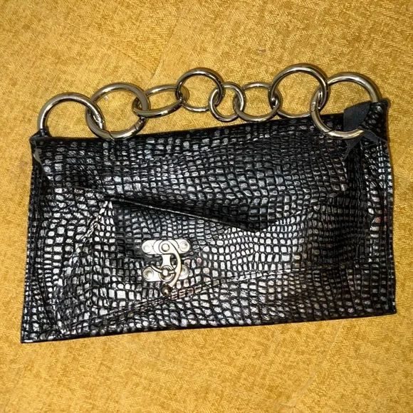 One of a kind, hand made black bag/belt bag/clutch. - Picture 4 of 6